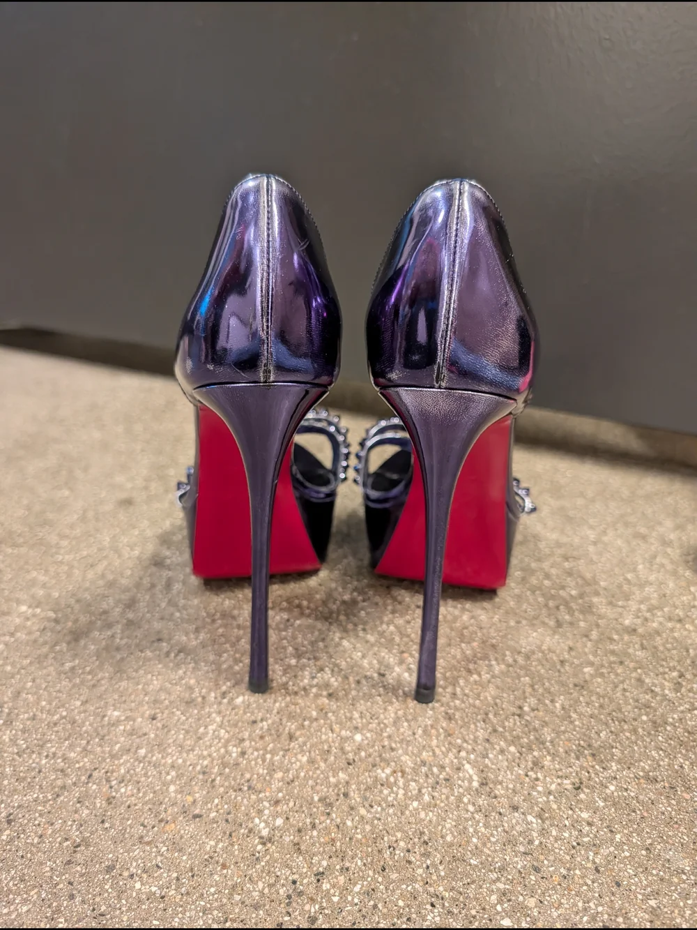 Christian Louboutin Purple Studded Open-Toe Stiletto Heels - Picture 7 of 8